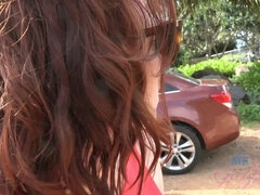 Out of all the places to jerk you off in Hawaii, Emma picks a car!