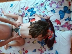 아마추어, 아메리카인, 흑갈색 머리, 대학교, 콘돔, 여자친구, 집에서 만든, 랑제리
