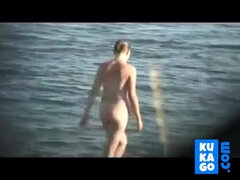 Amatør, Strand, Blond, Brunette, Naken, Offentlig, Realitet, Kikker