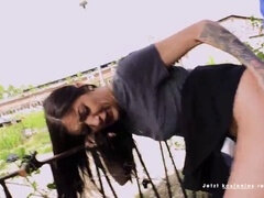 Amatør, Brunette, Komme i munden, Europærer, Tysk, Udendørs, Realitet, Tatovering