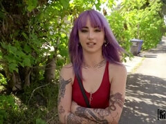 Purple-haired Punk Squirts on a Big Bobby