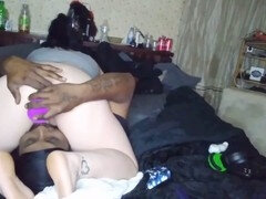 Wet BBW masturbates intensely with huge toys up close