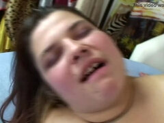 Chubby young teenager gets her huge pussy fucked