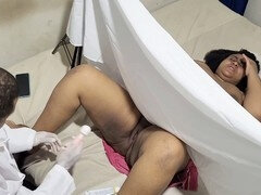 Naughty gynecologist pleasures his patient and ejaculates inside her vagina covertly