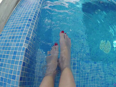 Amatör, Fotfetisch, Pool, Solo