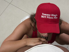 Curvy courier Tommy King gets a hard tip