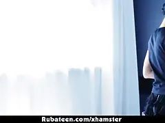 Rubateen - unshaved russian teenage takes a huge schlong