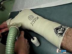 Foot Cast For Poor Evan - Evan Heinze And Ian Madrox