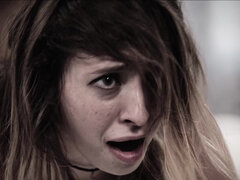 Brunette Quinn Wilde with fake tits gets spanked