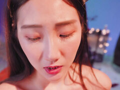 Gorgeous Chinese girl is eaten out before BJ and sex