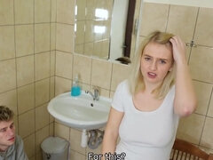 Tussi, Gehörnter ehemann, Schmutzig, Handjob, Pov, Muschi, Rasiert, Toilette