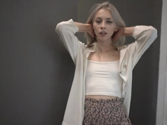 Gorgeous European model is slowly teasing us while out