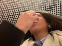 엉덩이, 오랄섹스, 흑갈색 머리, 사정 샷, 도기스타일, 얼굴에, 여자친구, 잡년