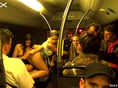 Tattooed Lesbians Fingering Fun On The Bus