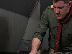 Gaydaddy scout barebacks a 21 year old twink outdoors in a tent