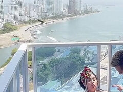 Horny Pregnant Woman Gets Fucked Hard on the Balcony