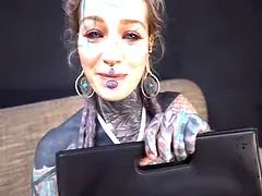 Anuskatzz grabs her cold, stainless steel toy and slides it deep into her tight ass