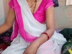 Hot Indian aunt enjoys massaging her stepson's cock while squeezing her huge tits for pleasure