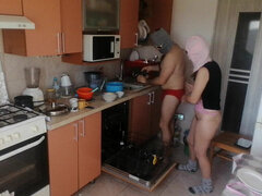 Grosser arsch, Paar, Behaart, Selbstgemacht, Küche, Reif, Nackt, Erotischer film