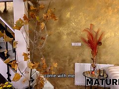 Stora tuttar, Brunett, Cougar, Par, Tjeckisk, Mogen, Naturliga tuttar, Styvmamma