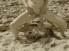 Enthousiasteling, Strand, Erotisch, Europees, Nudist, Buiten, Alleen