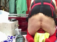 아메리카인, 항문, 약간 뚱뚱한, 크로스드레스, 딜도, 피스팅, 집에서 만든, 수음