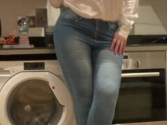 Jeans Day to Work Big Ass Satin Secretary JOI