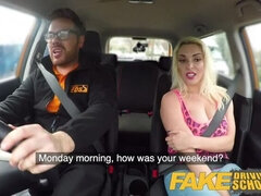 Fake Driving School Busty horny blonde needs cock in her pussy for apology
