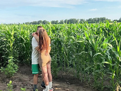 Stepbrother fucks stepsister hard in cornfield public sex with big natural tits