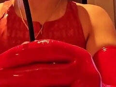 Asijské, Bdsm, Femdom, Rukavice, Honění, Hardcore, Latex, Otrok