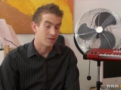 Horny redhead student with perfect tits seduces her teacher