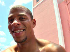 Ebony picked up thug fucked outdoors for cash by white top