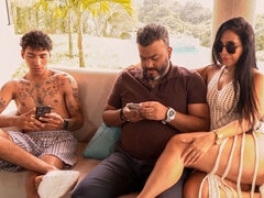 Shameless Stepmother Fucks Her Stepson While Her Husband Goes Out to Attend a Call