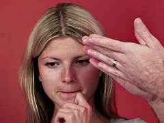Mature CFNM bird teaching cutie how to cocksuck