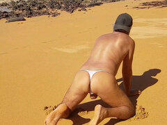 Strand, Stor rumpe, Bruke dameklær, Sexy undertøy, Utendørs, Offentlig, Alene