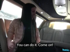 Pretty Brunette Waitress is so Desperate so she Fucks For Cash in my Car