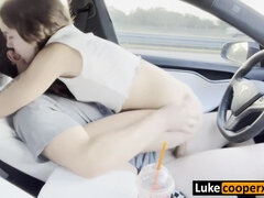 Luke Cooper And Bailey Base - Tinder Date Cums On Me In Tesla Autopilot