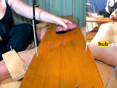 Enthousiasteling, Bondage discipline sadomasochisme, Grote lul, Sperma shot, Dominatie, Handbeurt, Meesteres, Slaaf