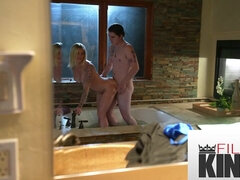 Blonde stepmom ignites fiery passion in a sultry forbidden intimate touch