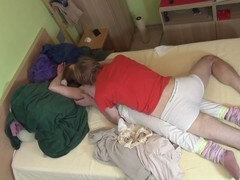 Real couple enjoys intimate moments: smoking, foreplay, missionary sex, and cuddling after.