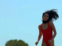 Spanish lifeguard sweetie saves a fellow from the pool