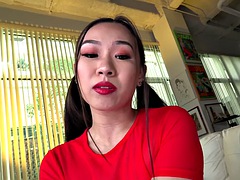 Asiático, Chica, Linda, Pajear, Masturbación, Aceite, Pov, Tetas