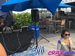 18, Obciąganie, Brunetka, Towarzystwo, Strona, Basen