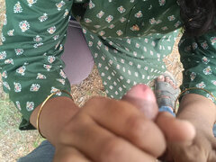 Mamada, Pareja, Pajear, Indio, Al aire libre, Pov