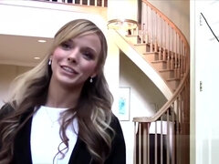 Real estate agent with tight petite body fucks pervert client with camera