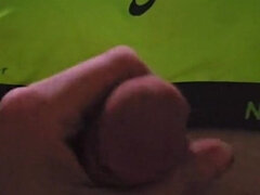 Using My Step Sis Bra to Help Me Cum in Her Green Nike Pro Sports Bra