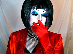 Tacones, Lencería, Transexual, Fumando