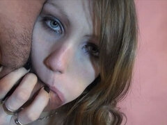 Sucer une bite, Brunette brune, Éjaculer dans la bouche, Européenne, Allemand, Maigrichonne, Adolescente, Nénés