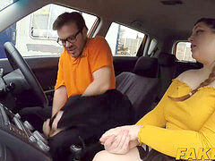 English bbw rides her driving instructors big giant man-meat