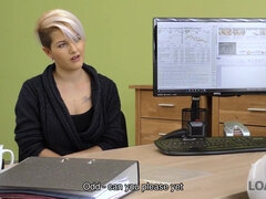 Tantalizing lady has intercourse with loan agent to start